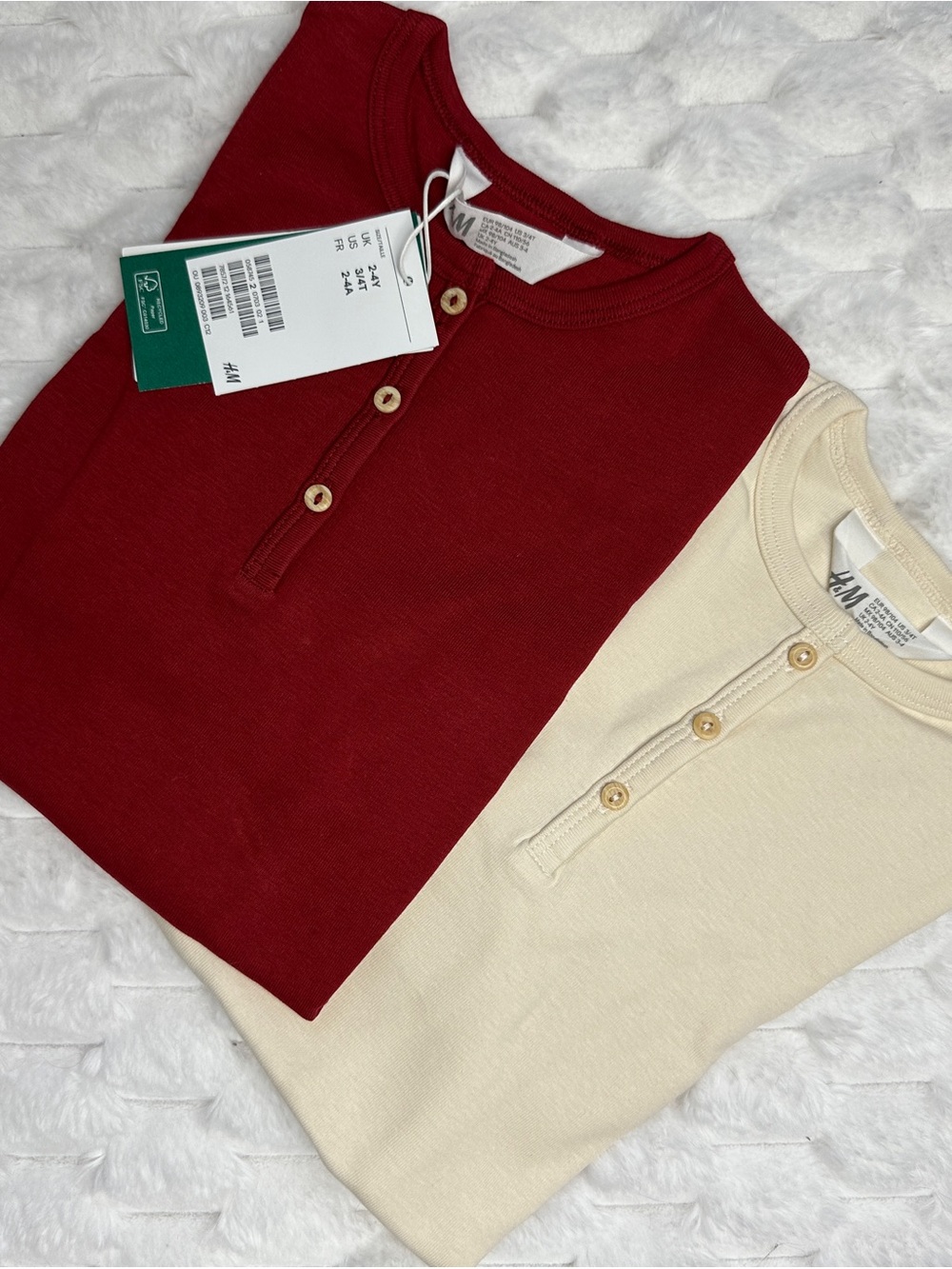 H&M Kids Henley Shirt Set in Red and Cream